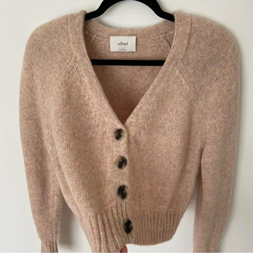 Aritzia Cream Button-Front V-Neck Cardigan Sweater - Picture 3 of 11